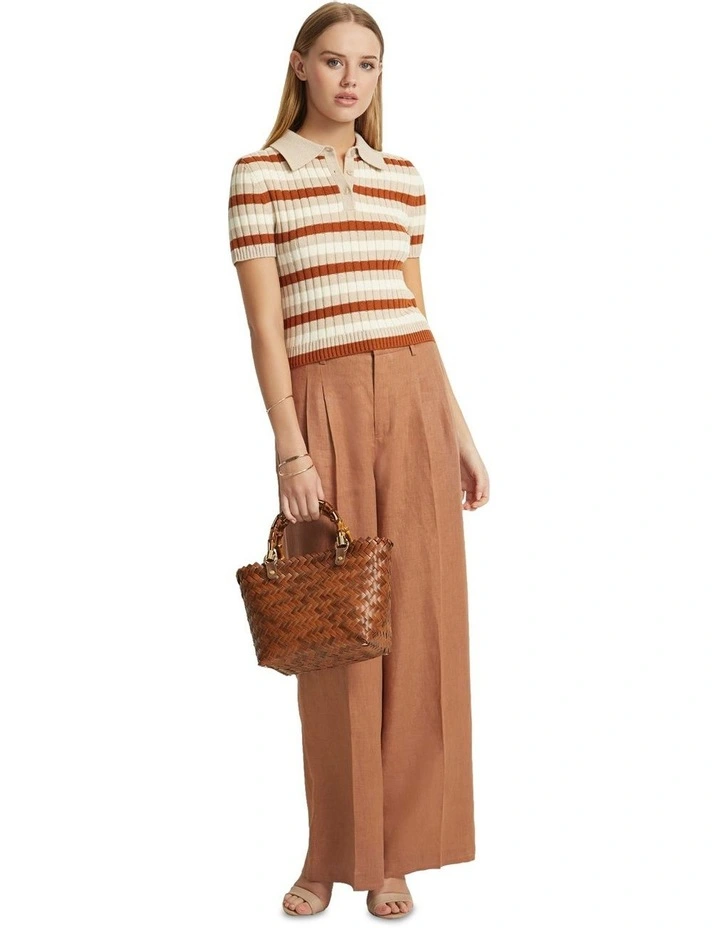 Marley Cotton Striped Polo in Sand