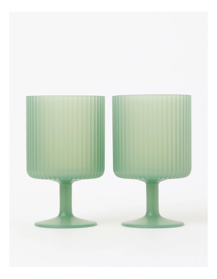 Sealers Cove Stacking Goblet Set of 2 Ribbed in Green