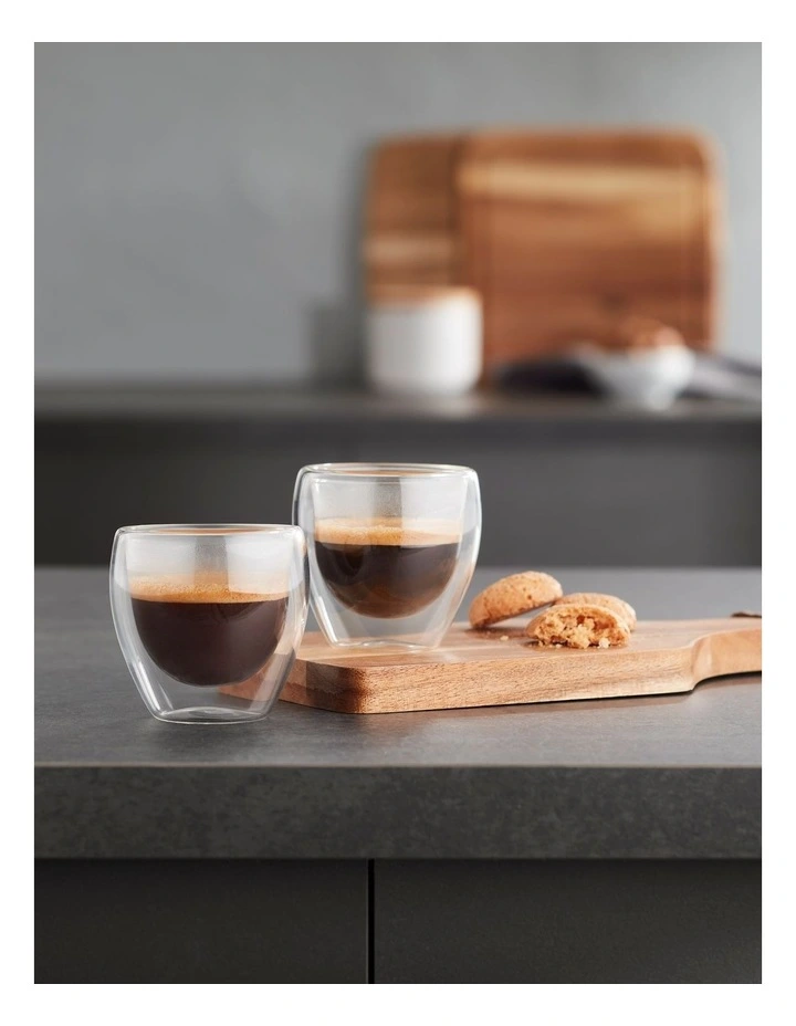 Double Wall Glass Espresso 80ml Set of 2 in Clear