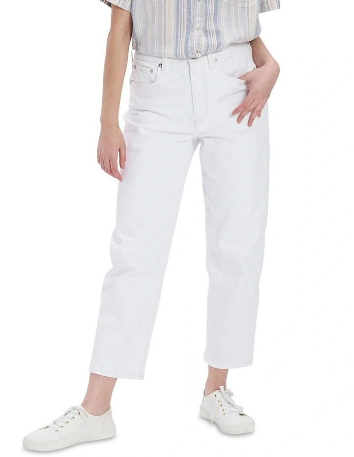 Stretch Highest Waist Cropped '90s Boyfriend Jean in White