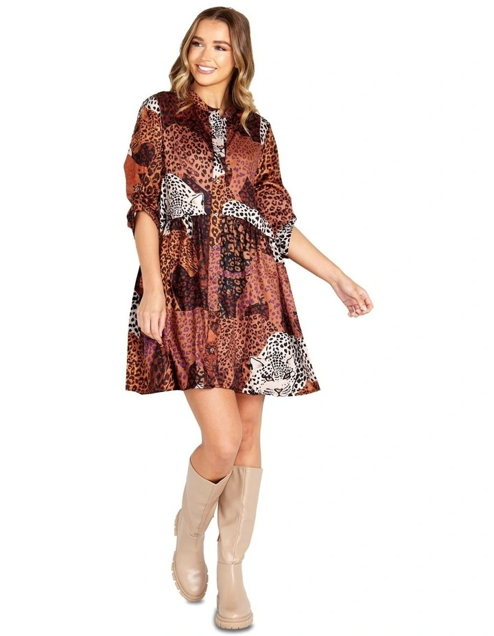 Sindi Shirt Dress in Leopard Navy Mix