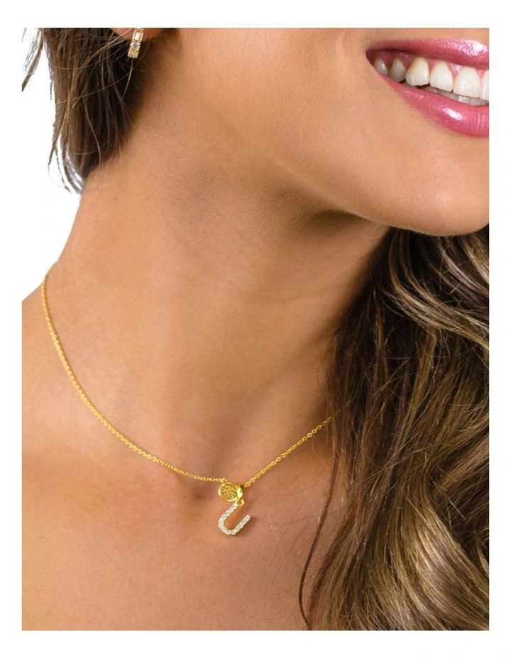 Luxury Letters 'U' Initial Pendant in Gold