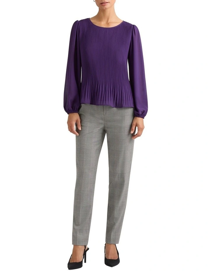 Eros Pleat Blouse in Aubergine