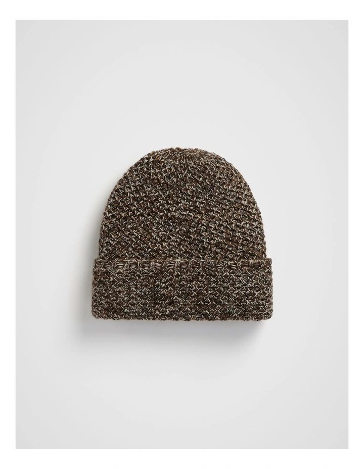 Twist Knit Beanie in Brown