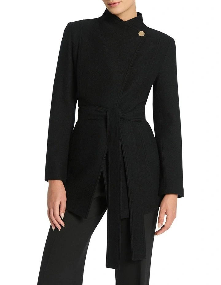 Luisa Felted Wool Coat in Black