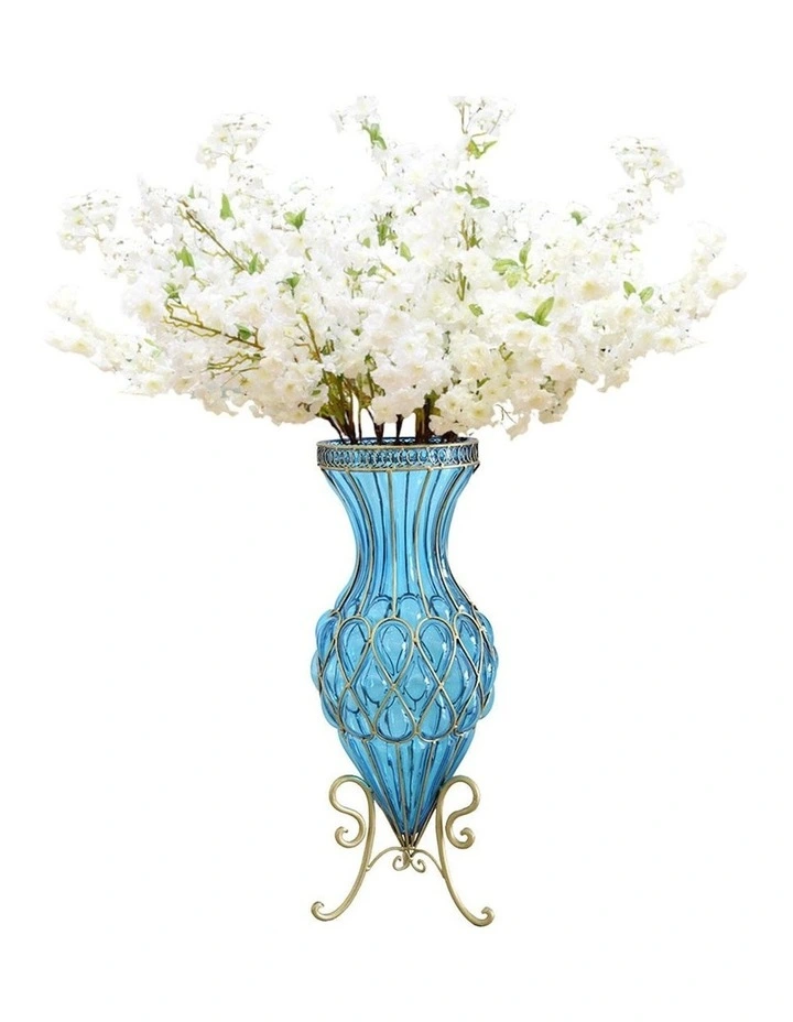 Glass Tall Floor Vase with Artificial Fake Flower Set 67cm in Assorted