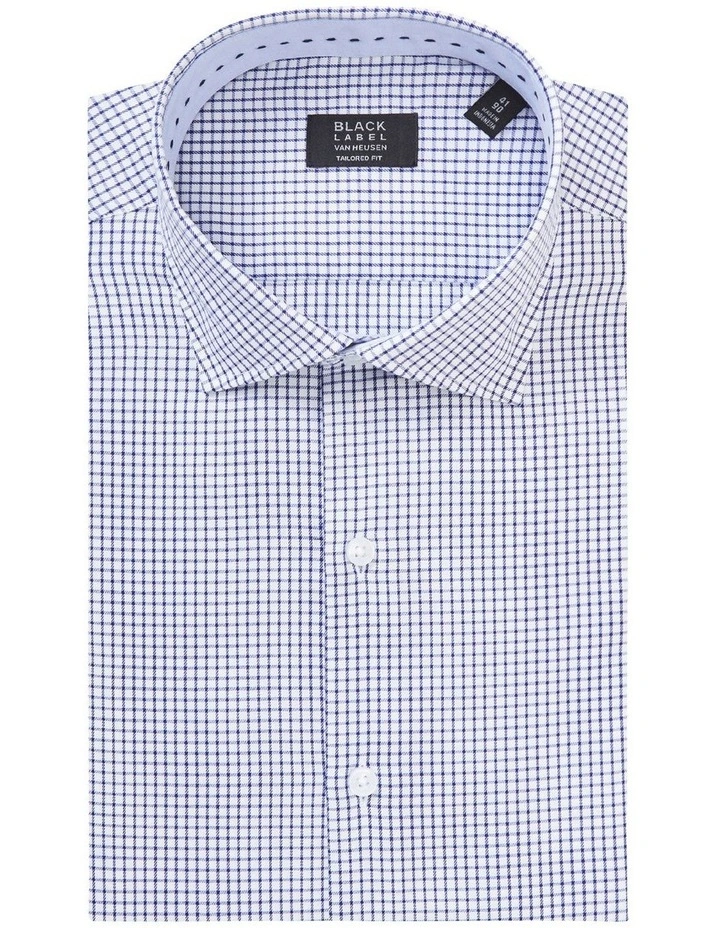Tailored Long Sleeve Large Check Business Shirt in Navy