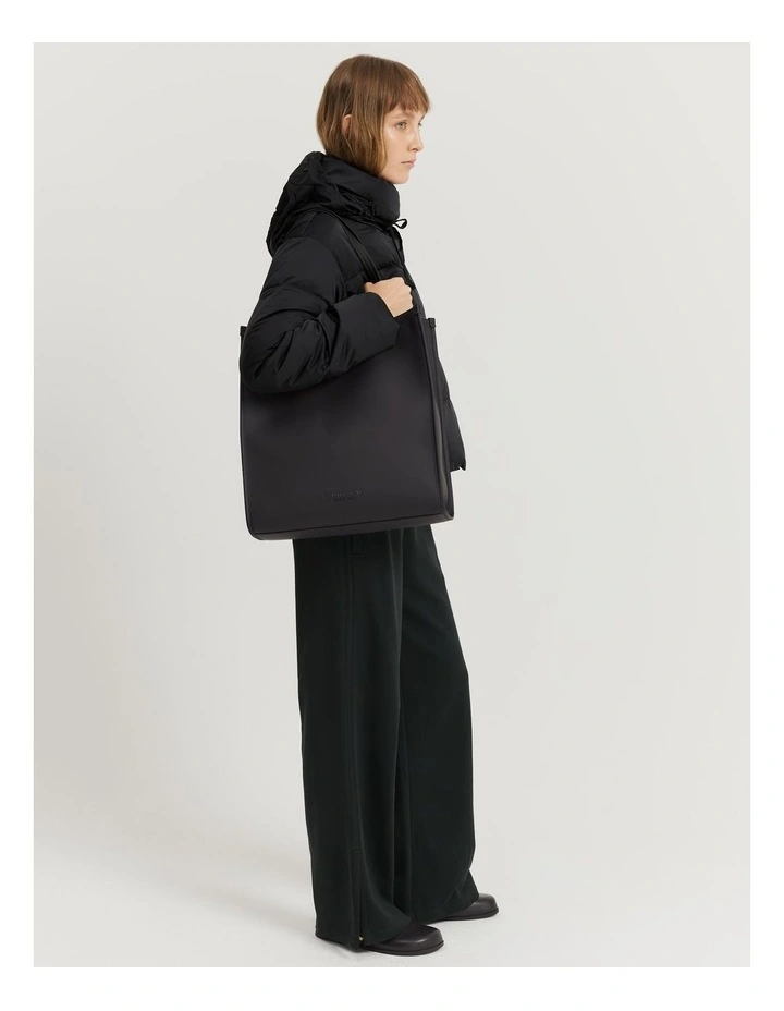 Coated Large Shopper in Black