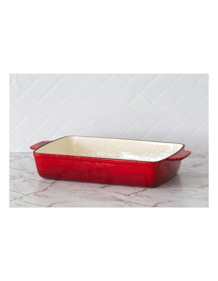 Enamelled Cast Iron 38.5x23cm Rectangular Roaster 3.4L in Red