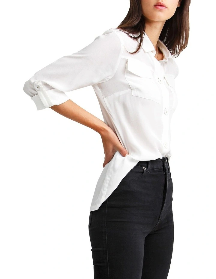 Eclipse Cream Rolled Sleeve Blouse