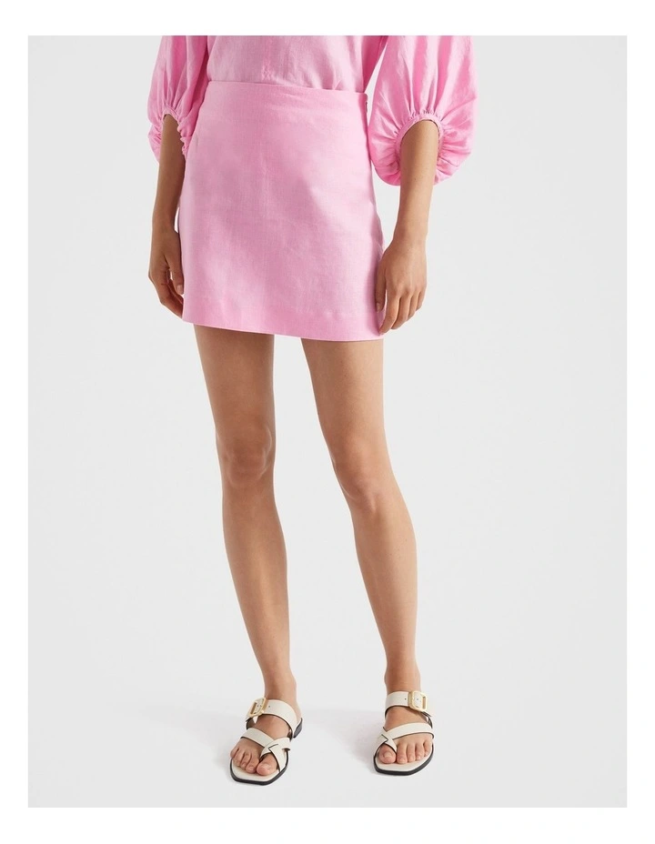 Core Linen Mini Skirt in Pink