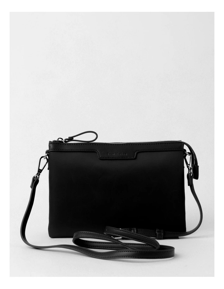 Multi Gusset Black Crossbody Bag