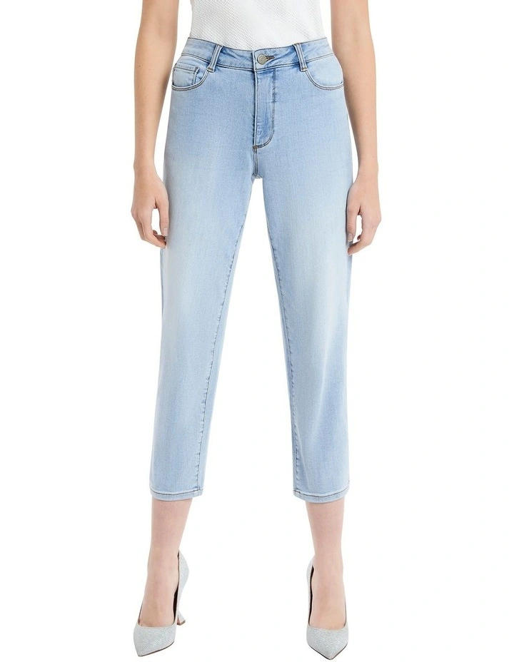 Girlfriend Crop Jean in Polar Blue