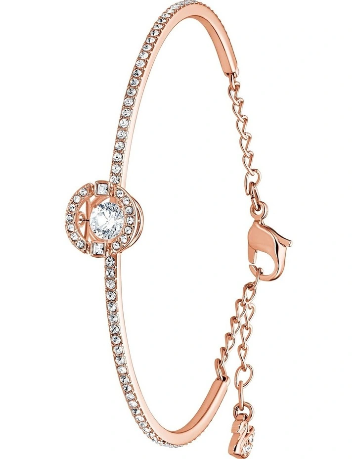 Sparkling Dance Bangle Round Cut Rose Gold-Tone Plated in White