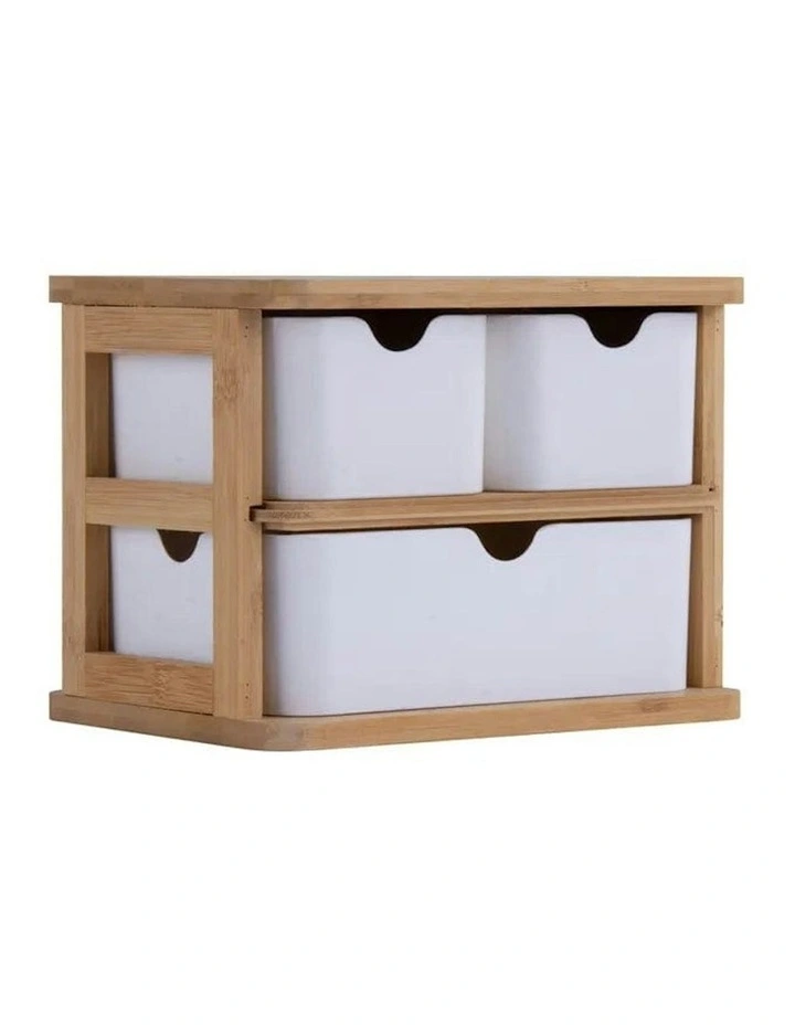 Bamboo Fibre Storage Drawer Set in Brown