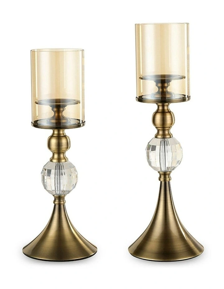 Glass Candle Holder Candle Stand in Brown
