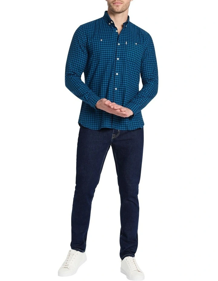 Holland Long Sleeve Check Shirt in Blue Check