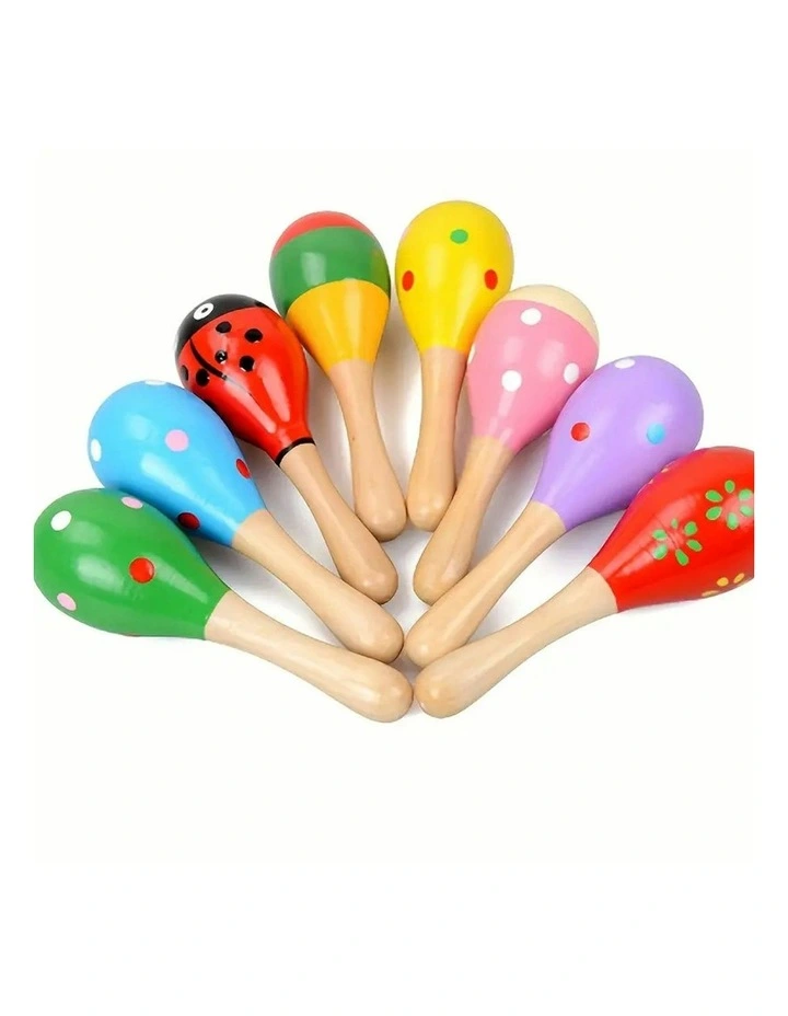 Wooden Maracas Musical Egg Percussion Toy Shakers x3