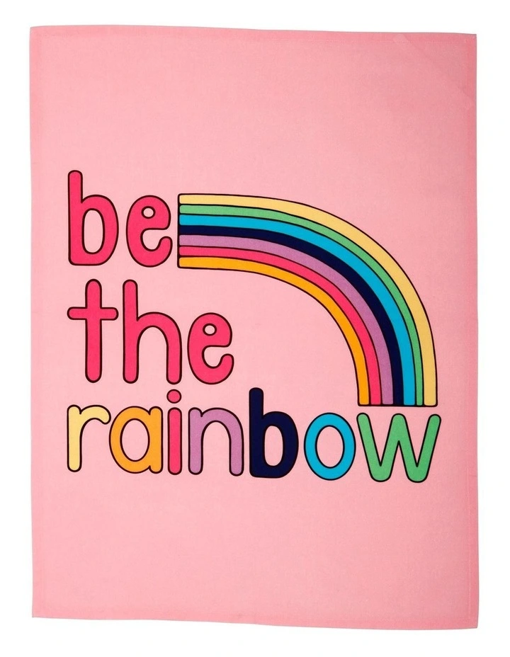 Kasey Rainbow Be Kind Tea Towel in Pink