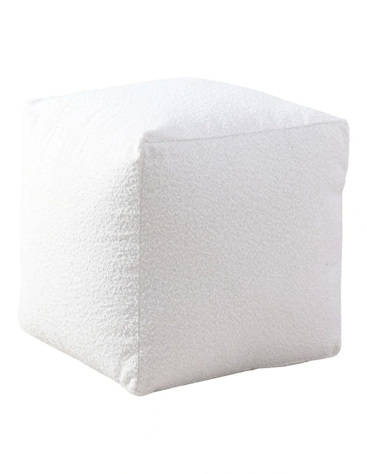 Blake Boucle Pouffe Cover 50x50x50cm in Ivory