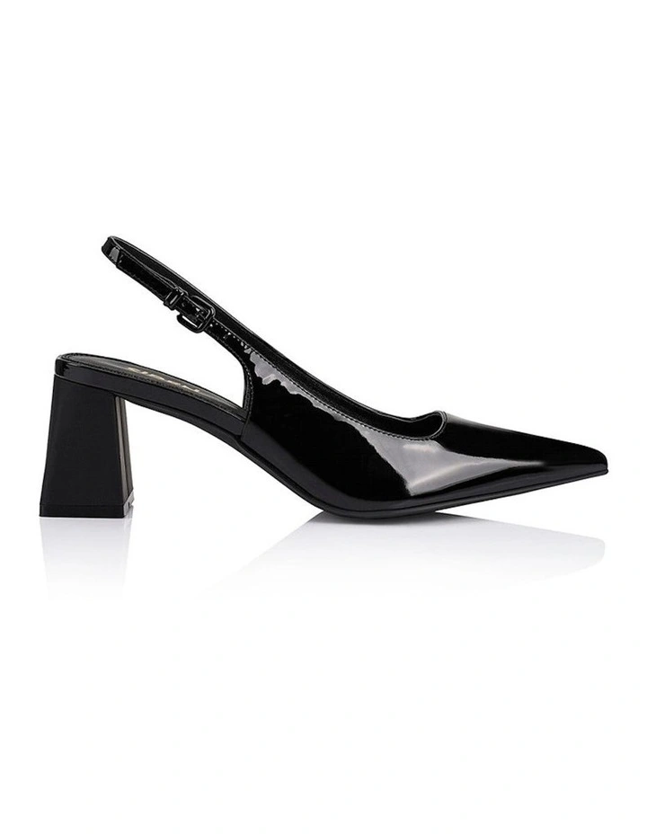 Yarra Pointed Toe Slingbacks Heel in Black Patent