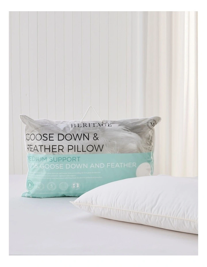 Goose Down and Feather Pillow in White