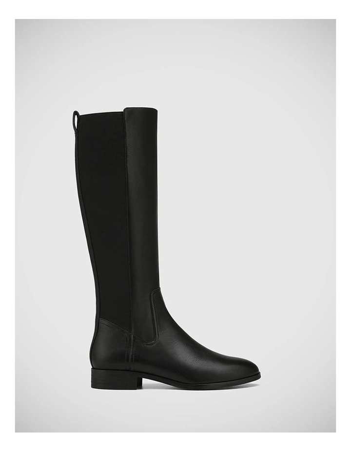 Chilliana Tumbled Leather Long Boot in Black