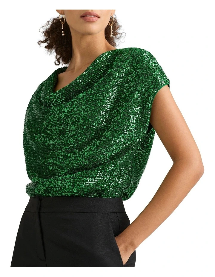 Aldabert Sequin Tee in Emerald