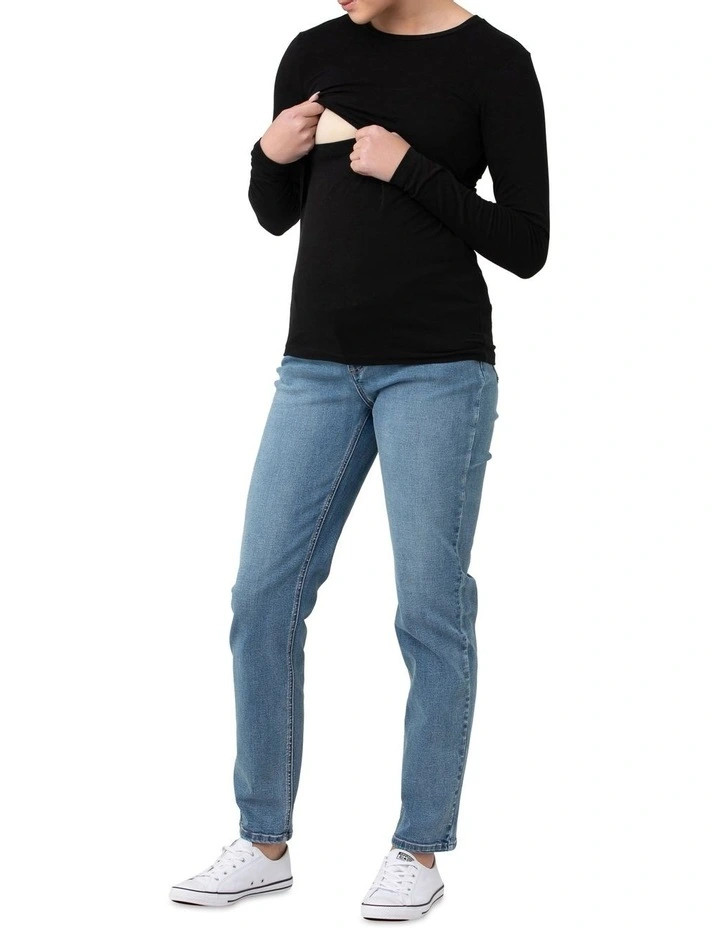 Organic Cotton Nursing Top in Black