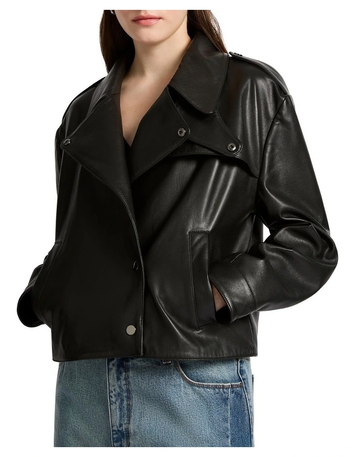 Kelly Leather Jacket in Black