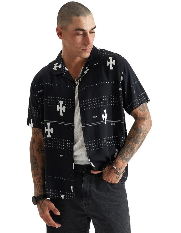 Myricks Relaxed Resort Shirt in Anthracite Black