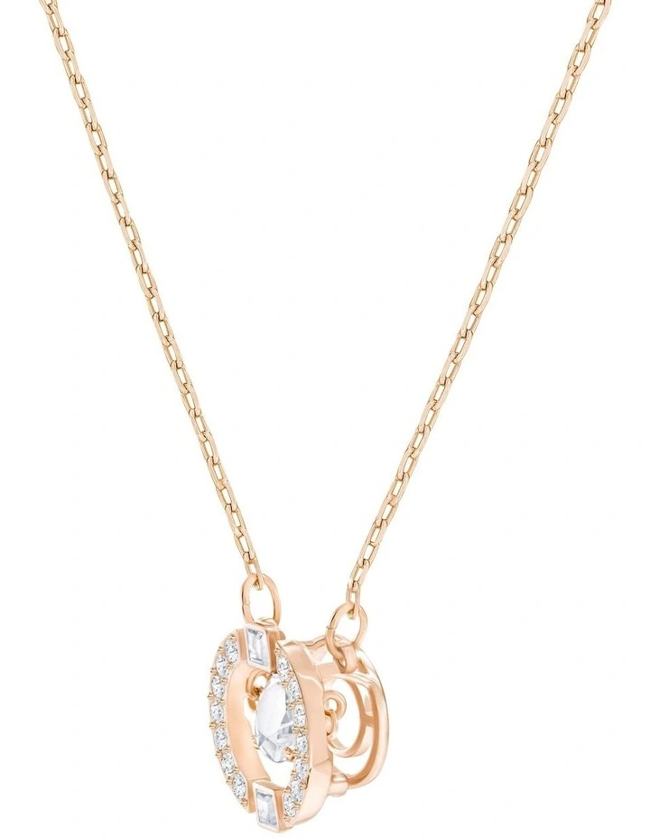 Sparkling Dance Necklace Round Cut Rose Gold-Tone Plated in White