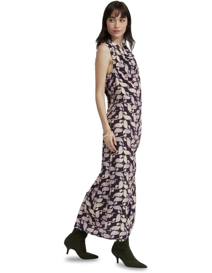 Natasha Printed Dress in Grape/Lilac