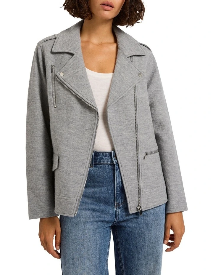 Morgan Felted Wool Biker in Grey Melange