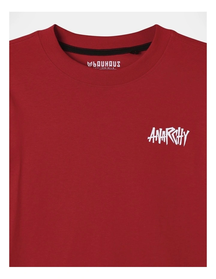 Long Sleeve Print tee With Cuff in Red