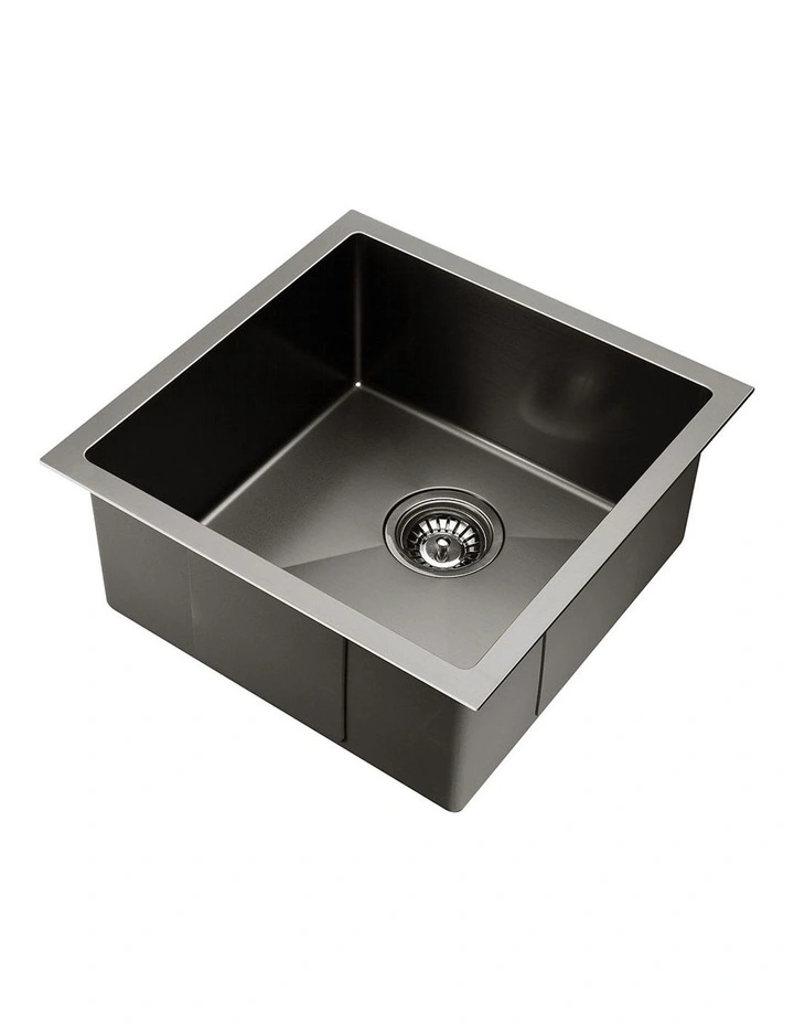 Kitchen Sink 44X44CM Stainless Steel Basin Single Bowl Laundry in Black