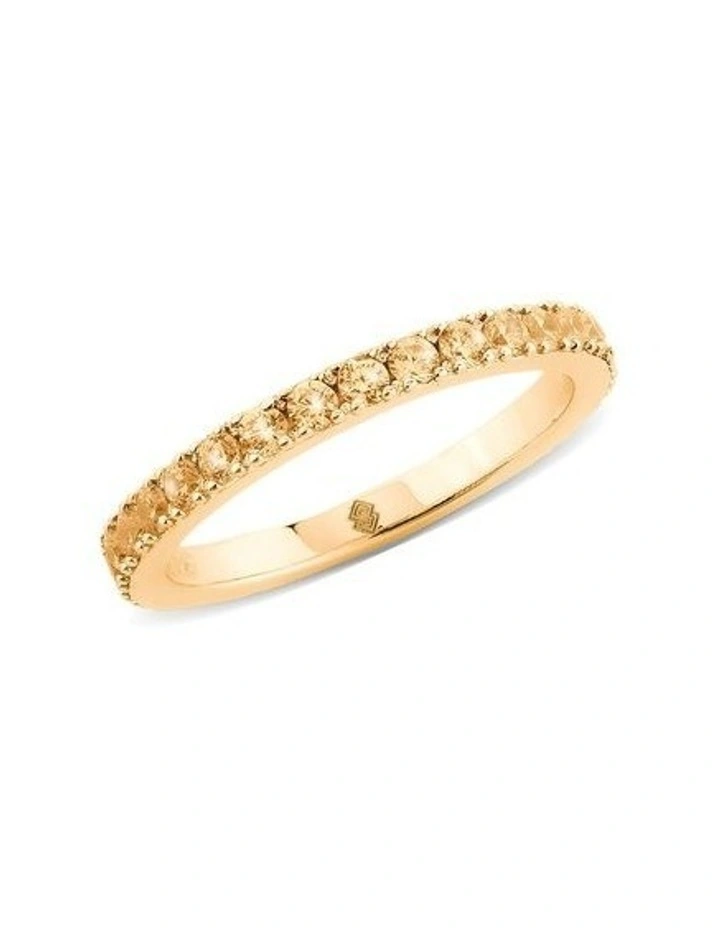 Complete Ring with Man Made Diamonds in Champagne
