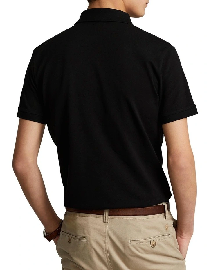 Custom Slim Fit Stretch Mesh Polo Shirt Black