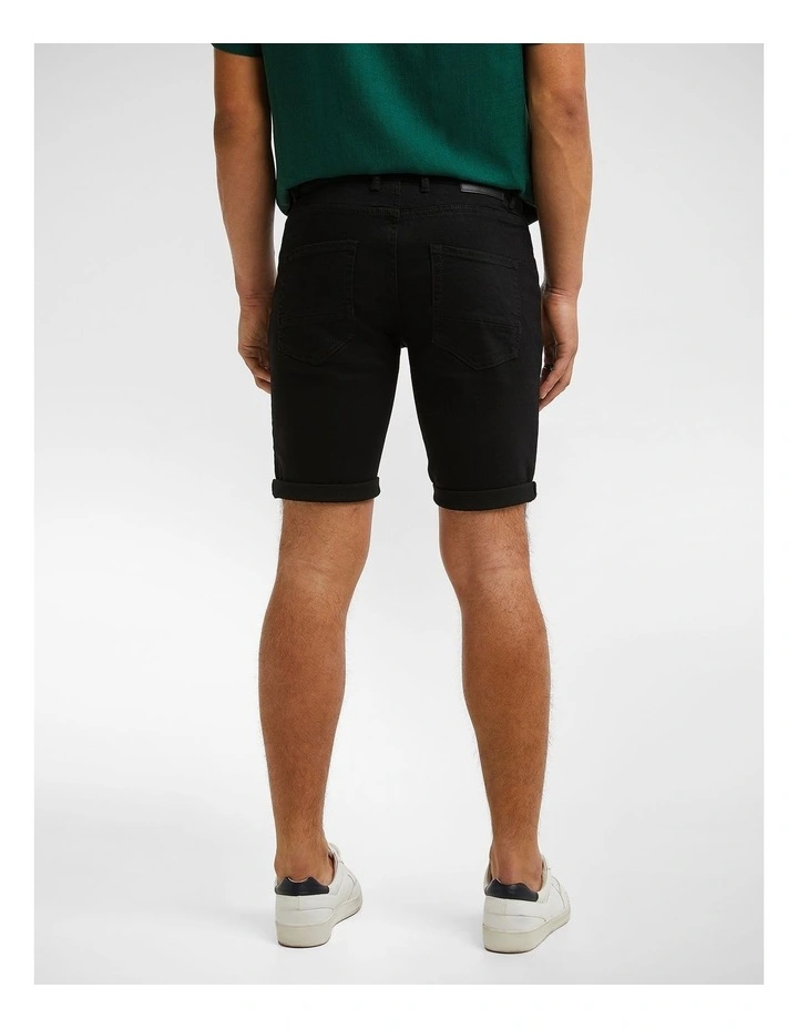 Massimo Ripped Denim Shorts in Black