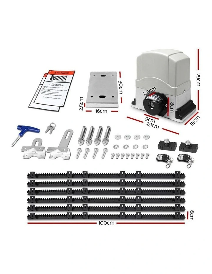 Electric Sliding Gate Opener 1200Kg Hardware Kit Rail 6m