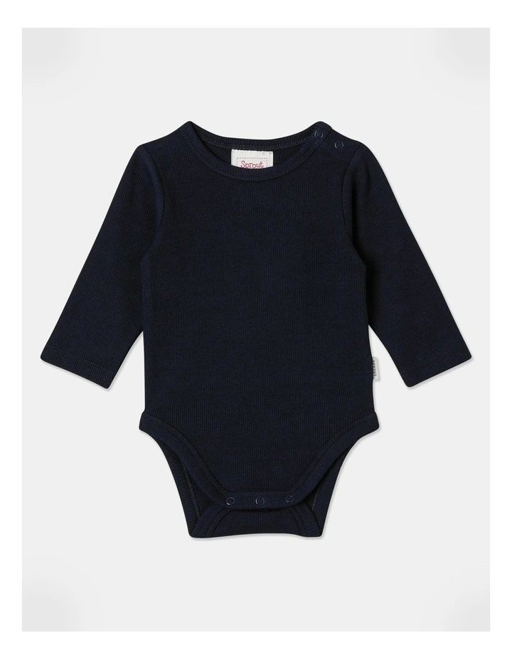 Essential Long Sleeve Rib Bodysuit in Navy