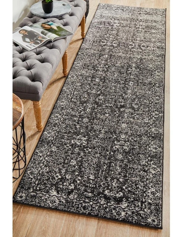 Evoke Estella Transitional Runner Rug in Charcoal