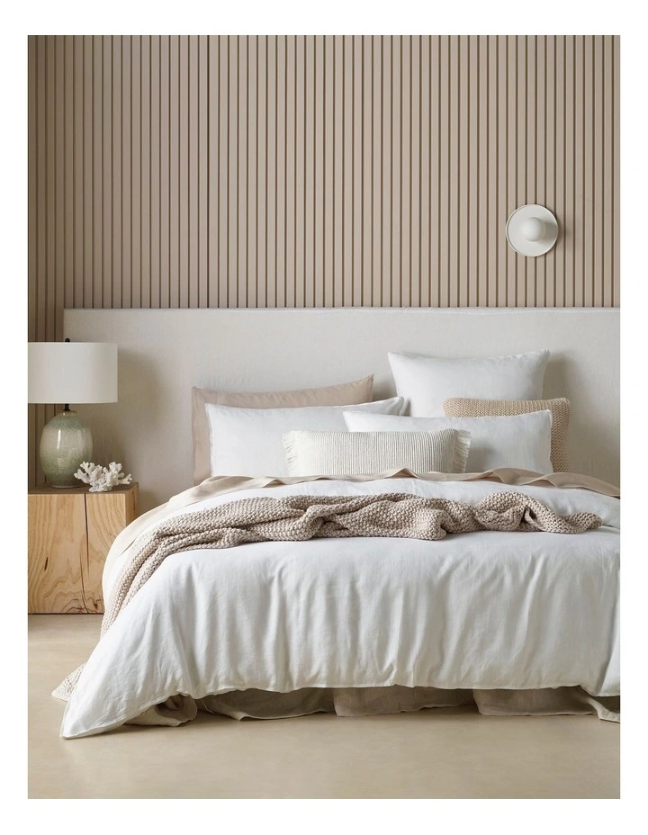 Sandy Cape Washed Belgian Linen Quilt Cover Set in White