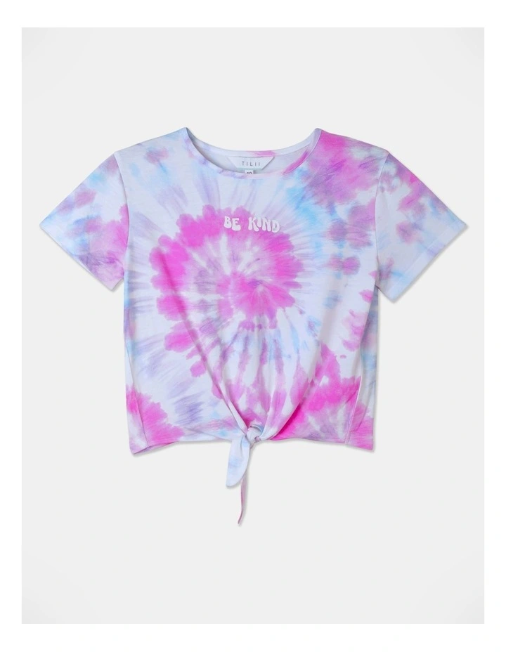 Knit Viscose Tie Front Tee in Tie Dye