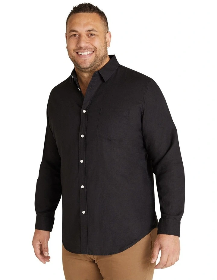Anders Linen Blend Shirt in Black