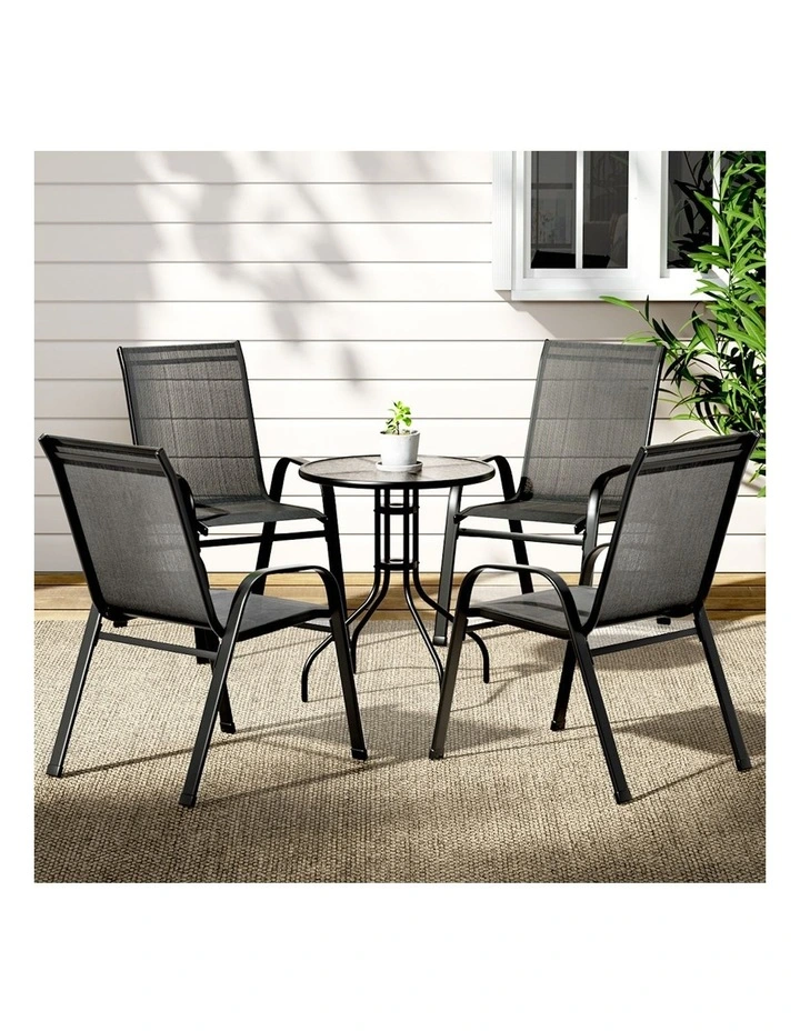Outdoor Furniture 5 Piece Table and Chairs in Black
