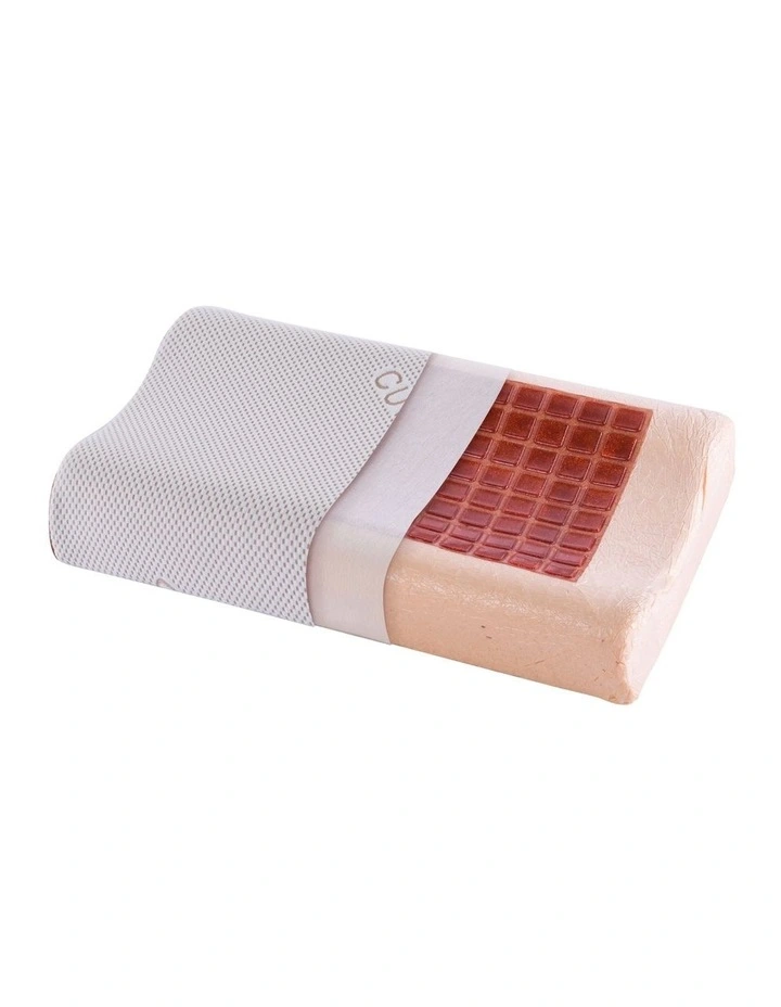 Copper Cooling Gel Top Memory Foam Contour Pillow 60 x 40cm in Rust Red