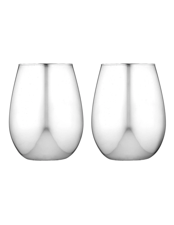 Aurora Glass Tumbler x2 in Silver