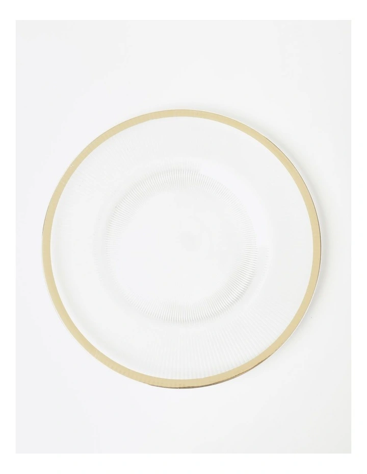 Transparent Charger Plate with Metallic Rim Set of 4 in Clear