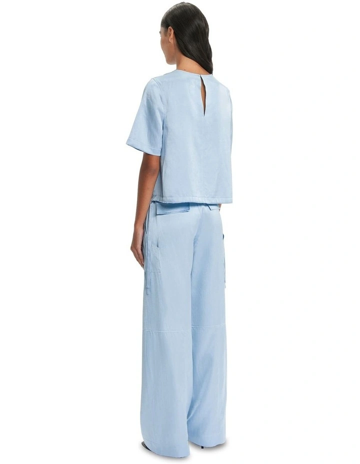 Satin Utility T-Shirt in Sky